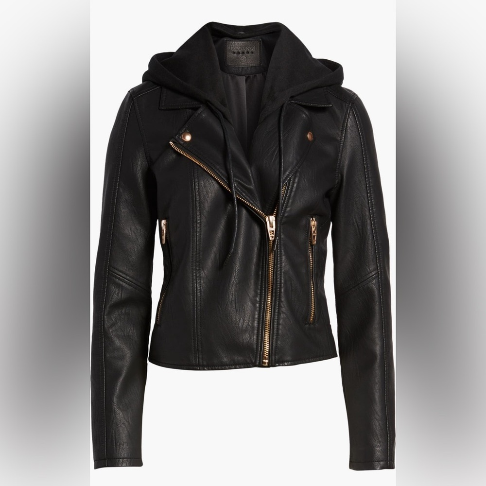 🏷️Flash sale ⚡️ New XS faux leather jacket with hoodie